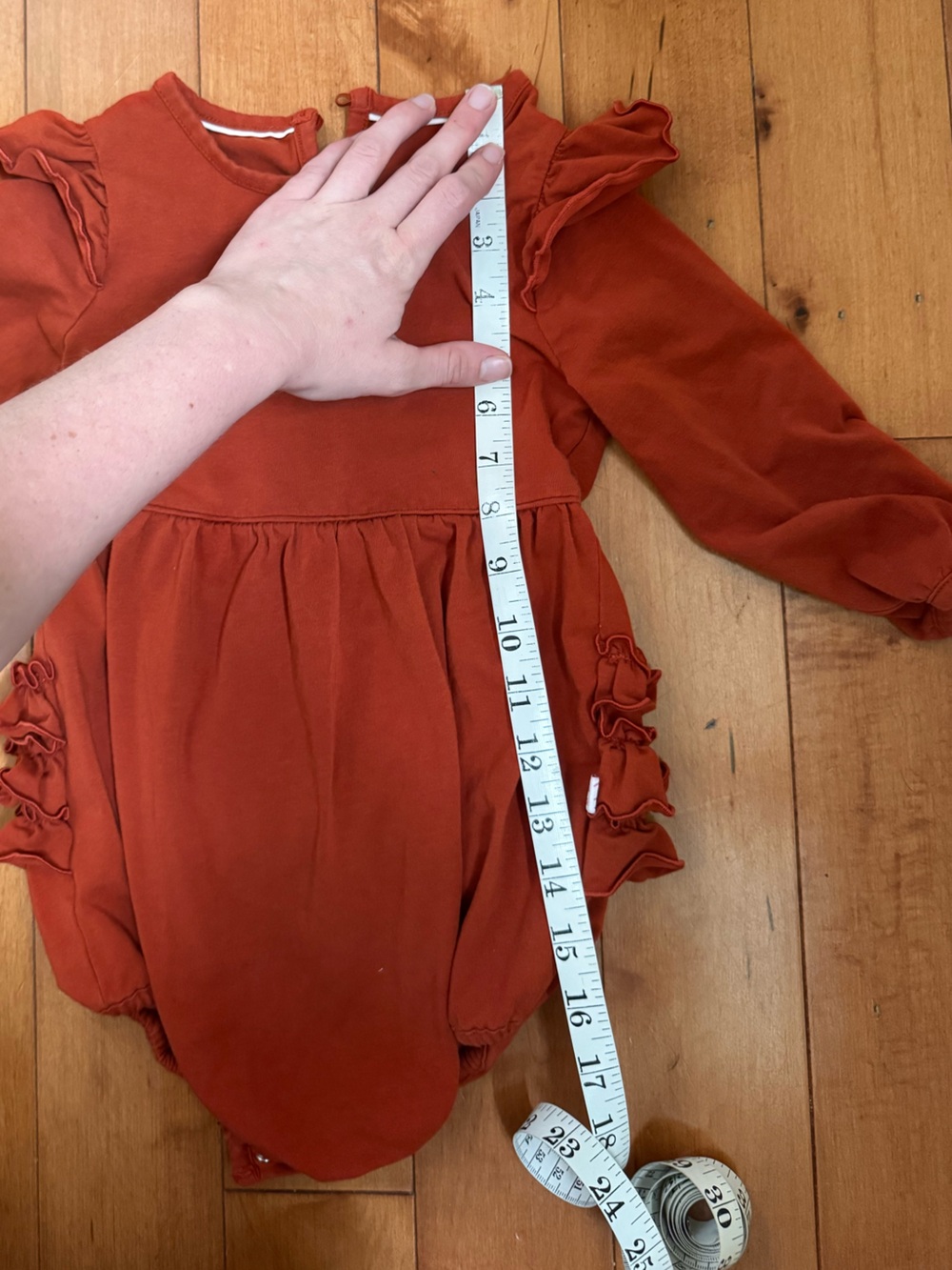 Ruffle Butts Rust Orange Ruffle-Sleeve Baby One-Piece - Picture 2 of 10